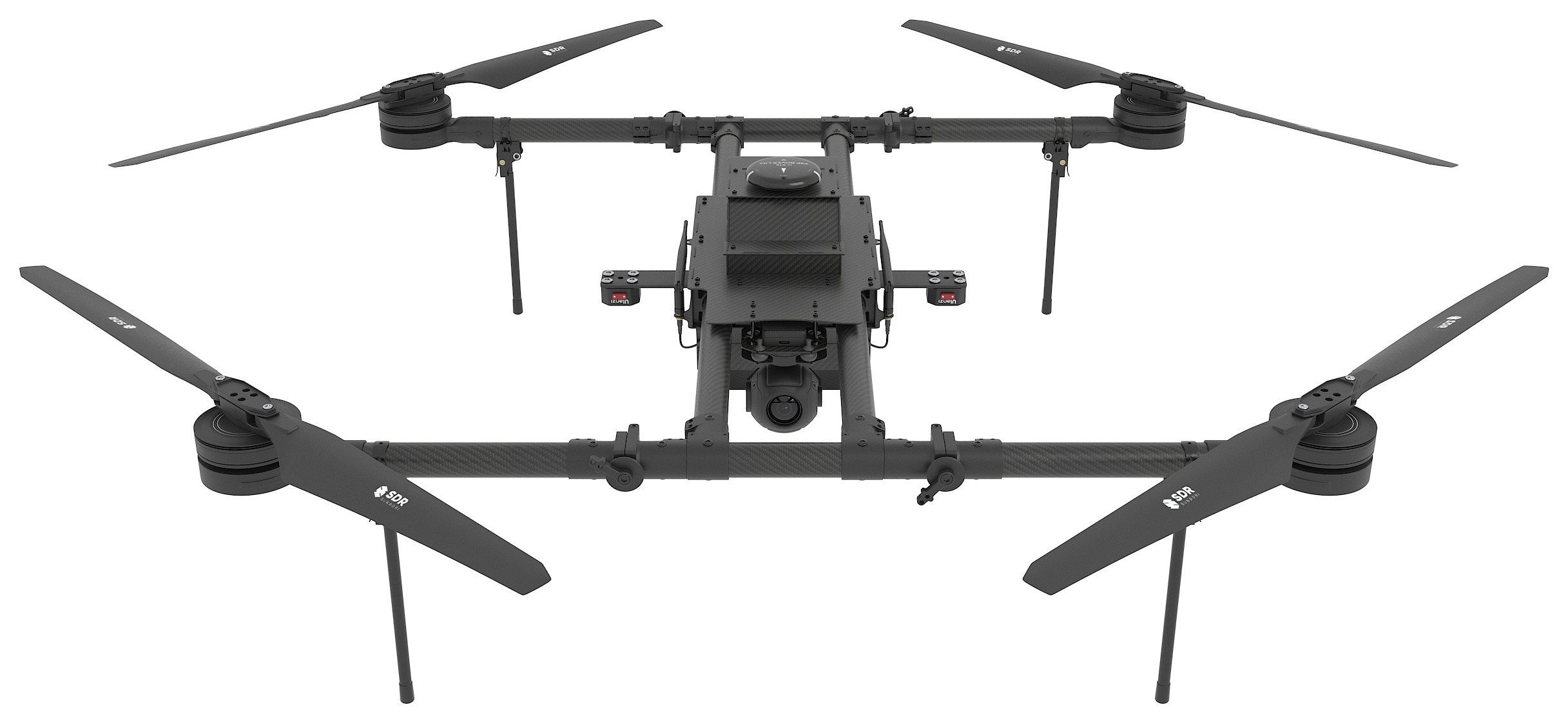 SDR H5 close-up — integrated avionics body and propulsion arms